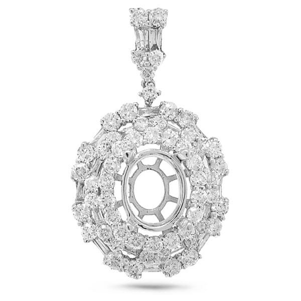 2.40ct 18k White Gold Diamond Semi-mount Pendant Necklace