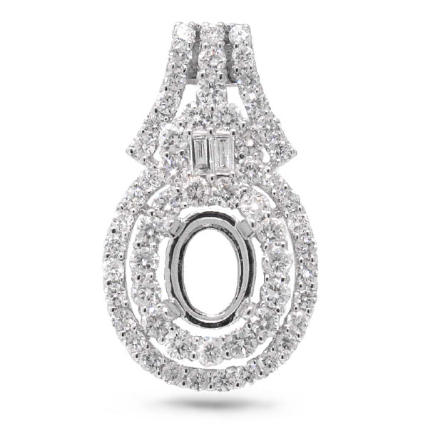 1.31ct 18k White Gold Diamond Semi-mount Pendant Necklace