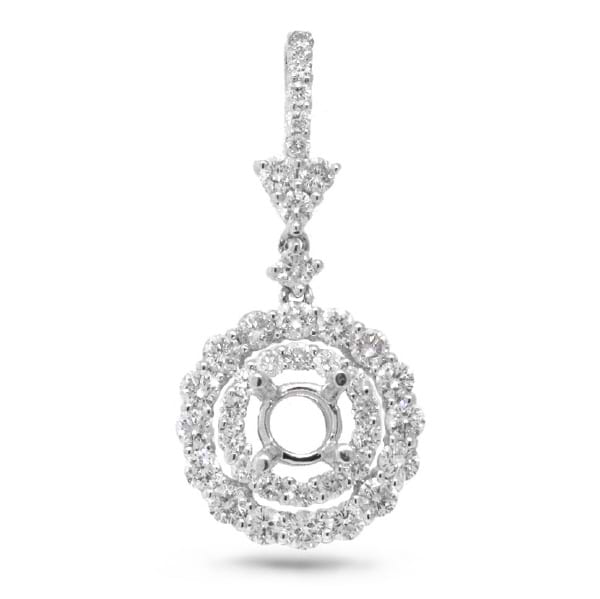 0.90ct 18k White Gold Diamond Semi-mount Pendant Necklace