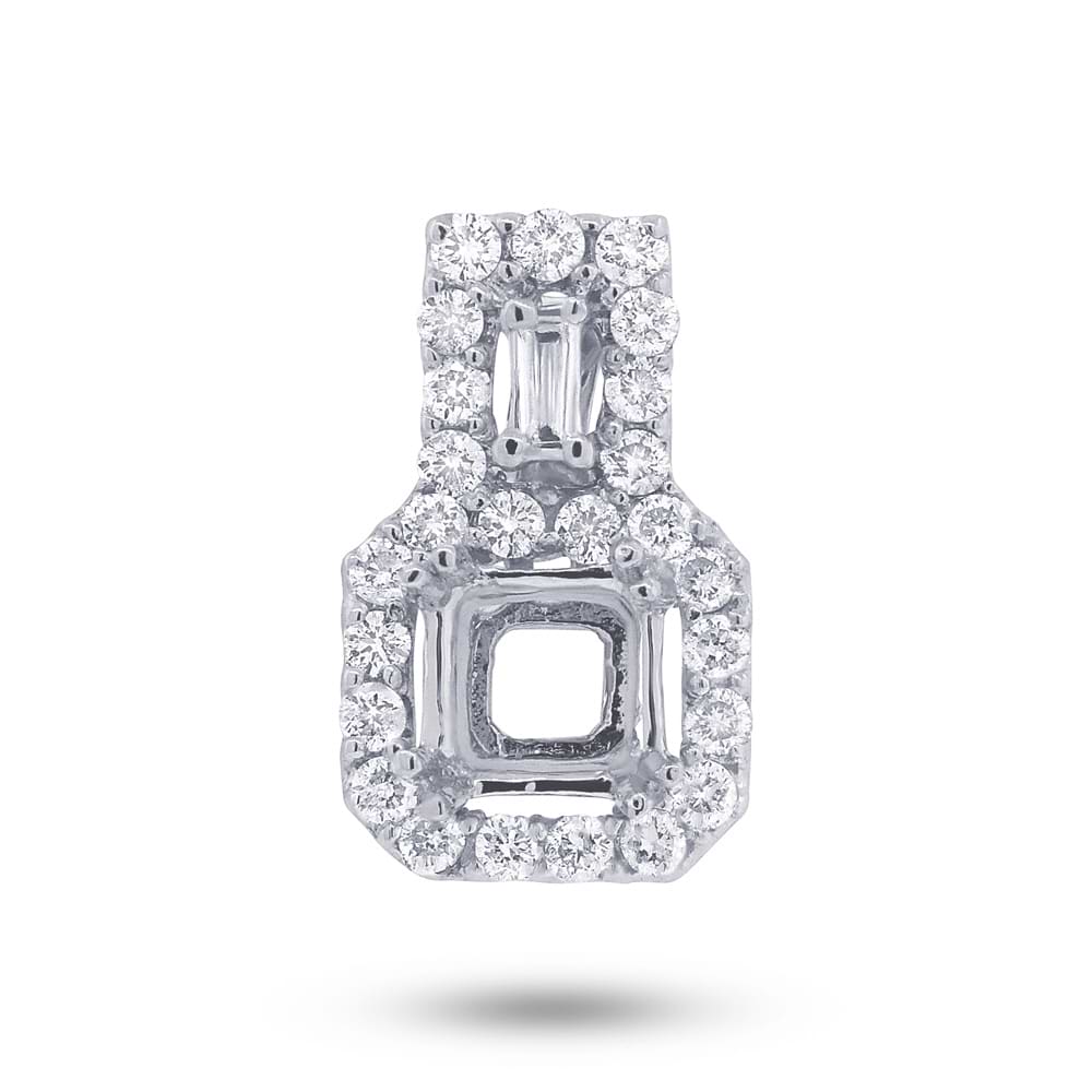 0.32ct 18k White Gold Diamond Semi-mount Pendant Necklace