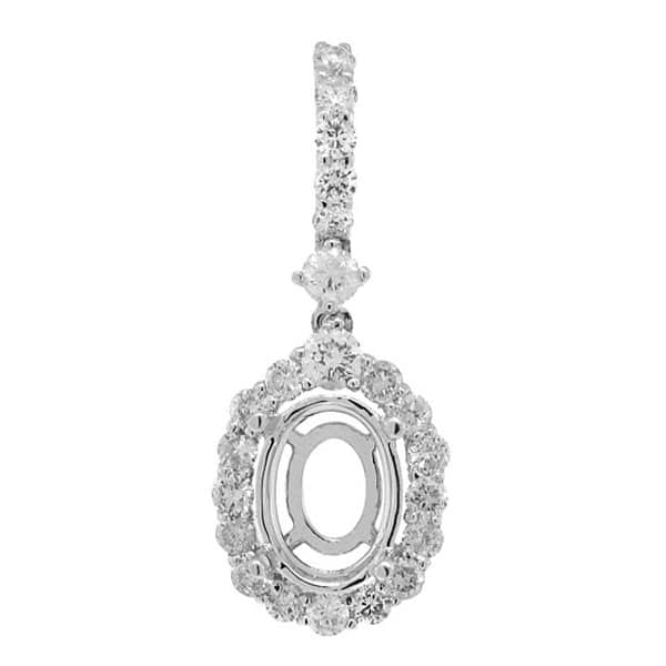 0.52ct 18k White Gold Diamond Semi-mount Pendant Necklace