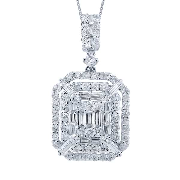 1.42ct 18k White Gold Diamond Pendant Necklace