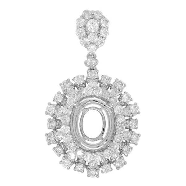 2.06ct 18k White Gold Diamond Semi-mount Pendant Necklace