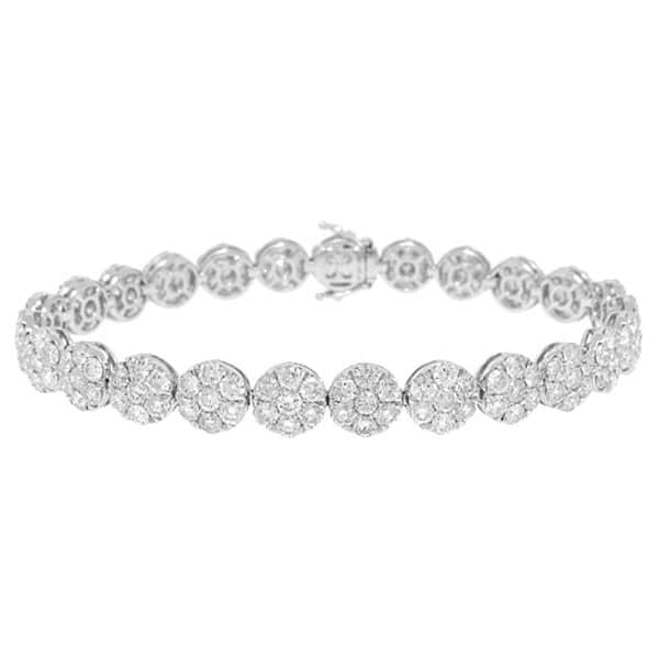 9.92ct 18k White Gold Diamond Cluster Lady's Bracelet