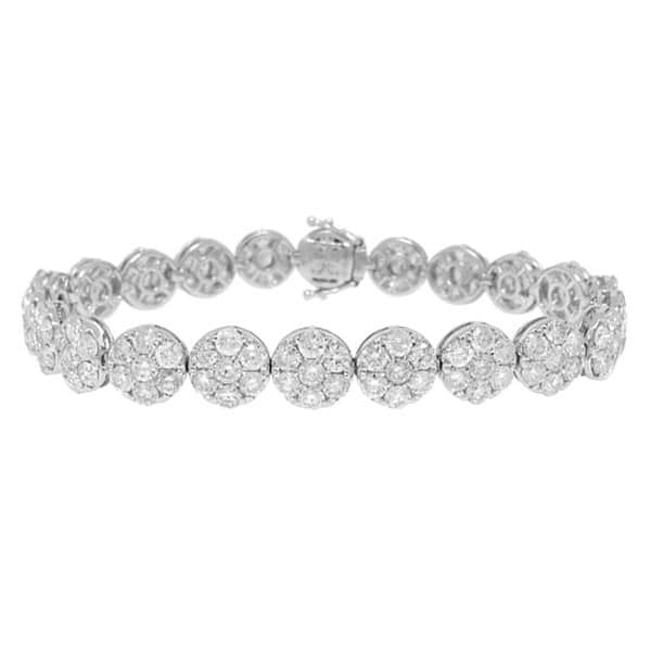 11.80ct 18k White Gold Diamond Cluster Lady's Bracelet