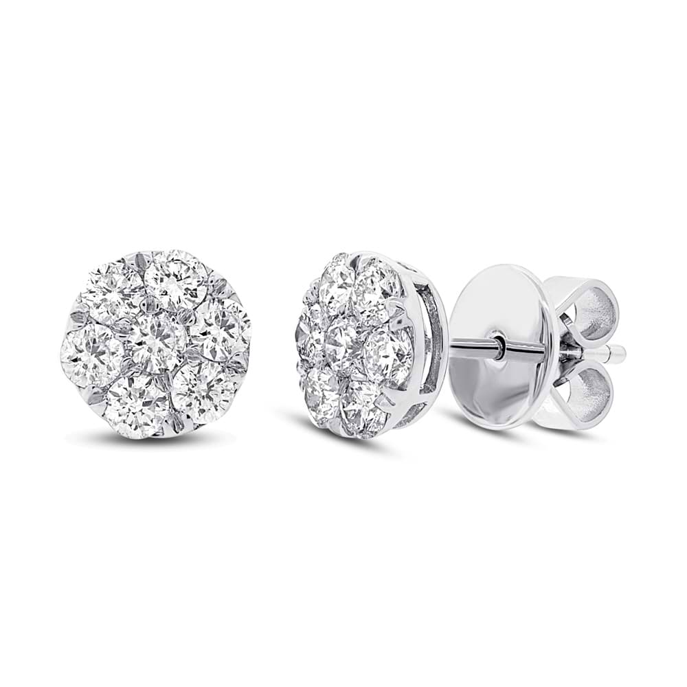 0.83ct 18k White Gold Diamond Cluster Stud Earrings