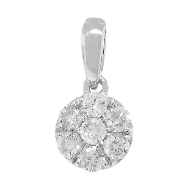 0.25ct 18k White Gold Diamond Round Invisible Stud Pendant Necklace