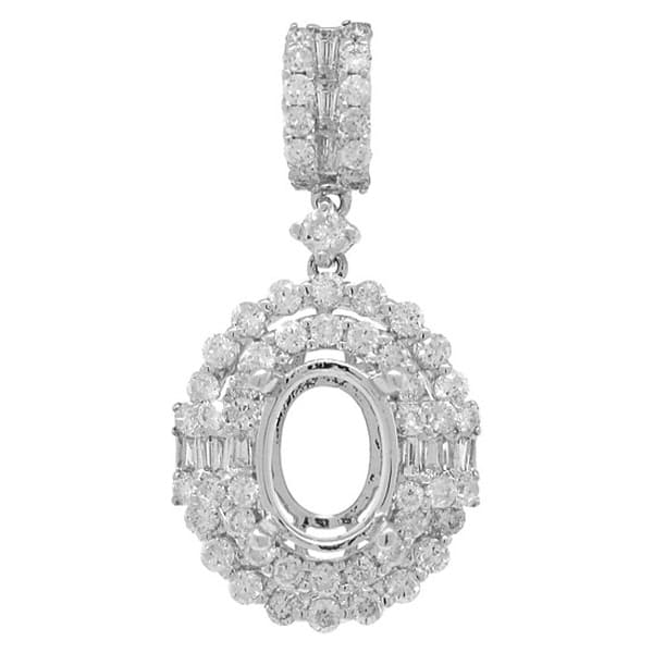 0.74ct 18k White Gold Diamond Semi-mount Pendant Necklace