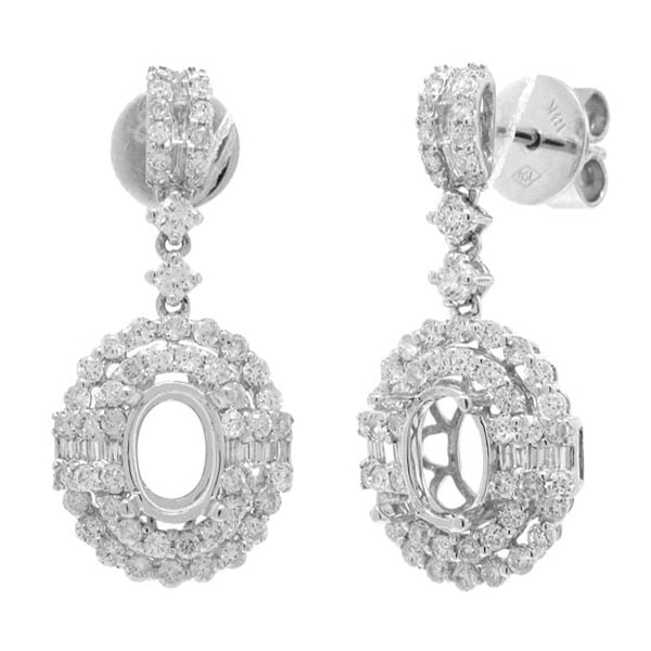 1.24ct 18k White Gold Diamond Semi-mount Earrings