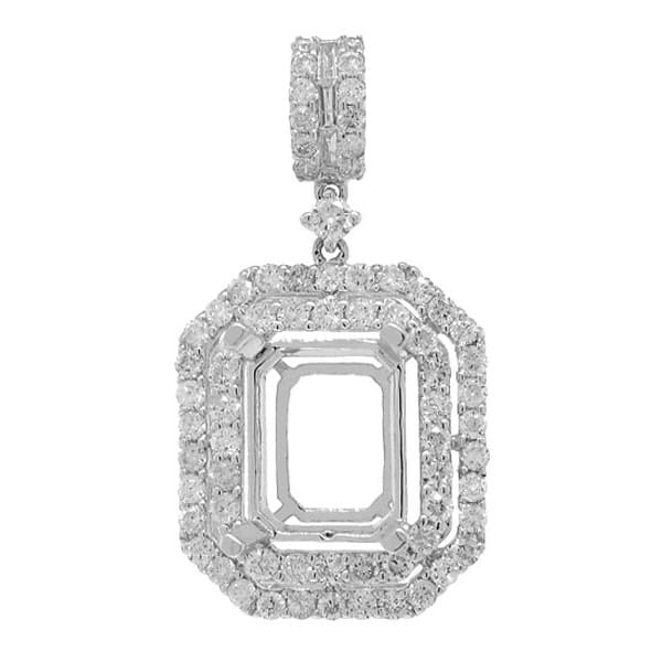 0.95ct 18k White Gold Diamond Semi-mount Pendant Necklace