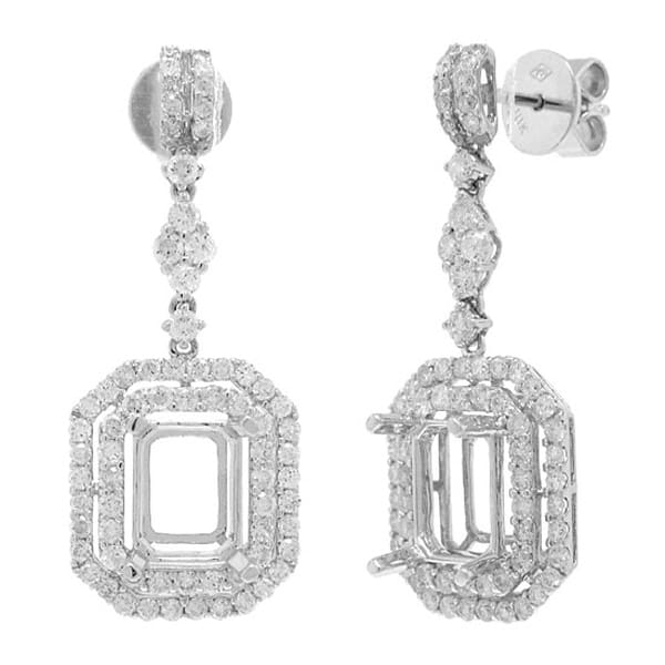 1.89ct 18k White Gold Diamond Semi-mount Earrings
