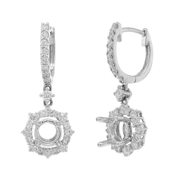 0.71ct 18k White Gold Diamond Semi-mount Earrings