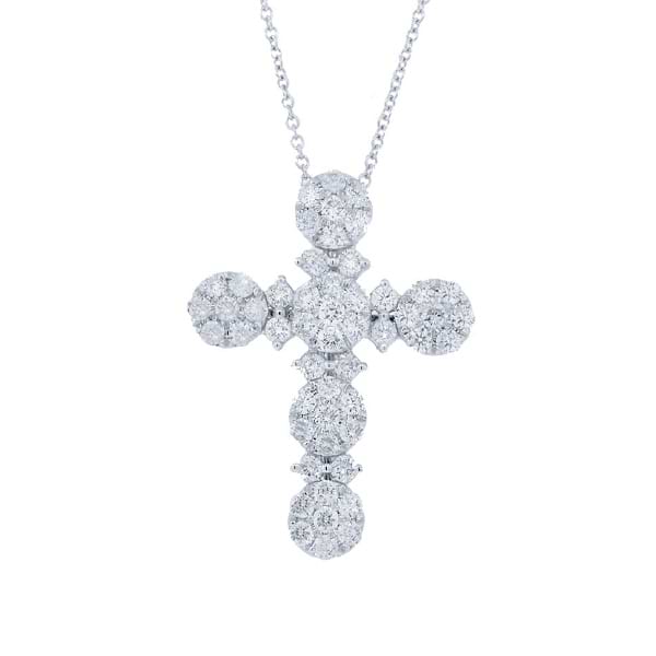 1.23ct 18k White Gold Diamond Cross Pendant Necklace