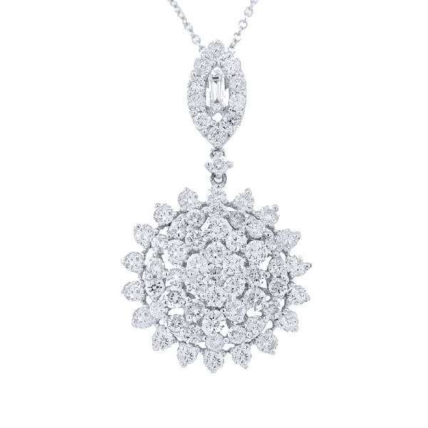 2.55ct 18k White Gold Diamond Pendant Necklace