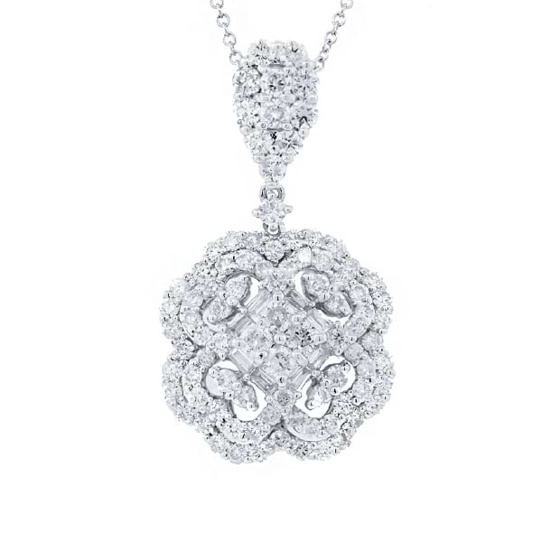 1.97ct 18k White Gold Diamond Pendant Necklace