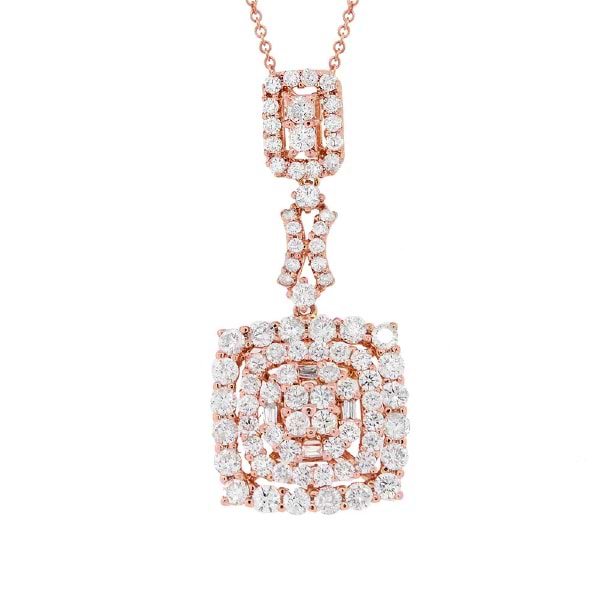 1.86ct 18k Rose Gold Diamond Pendant Necklace