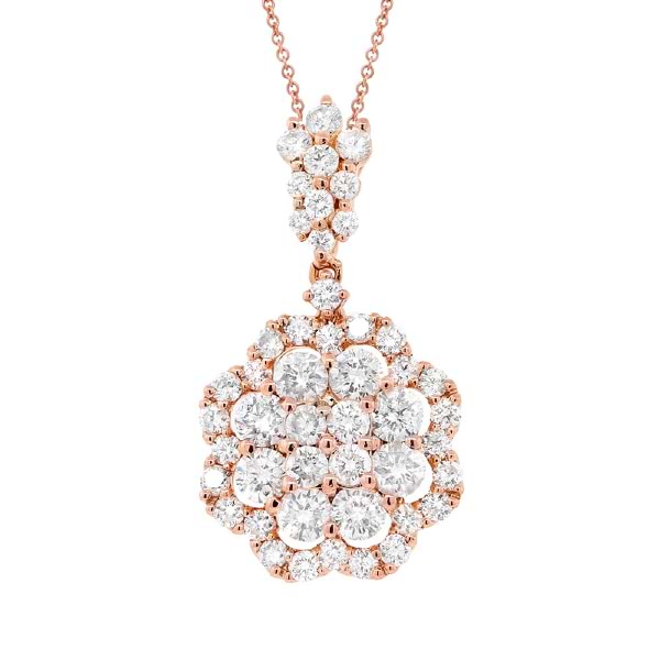 1.54ct 18k Rose Gold Diamond Pendant Necklace