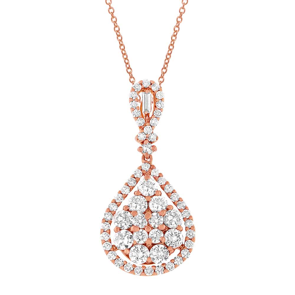 1.74ct 18k Rose Gold Diamond Pendant Necklace