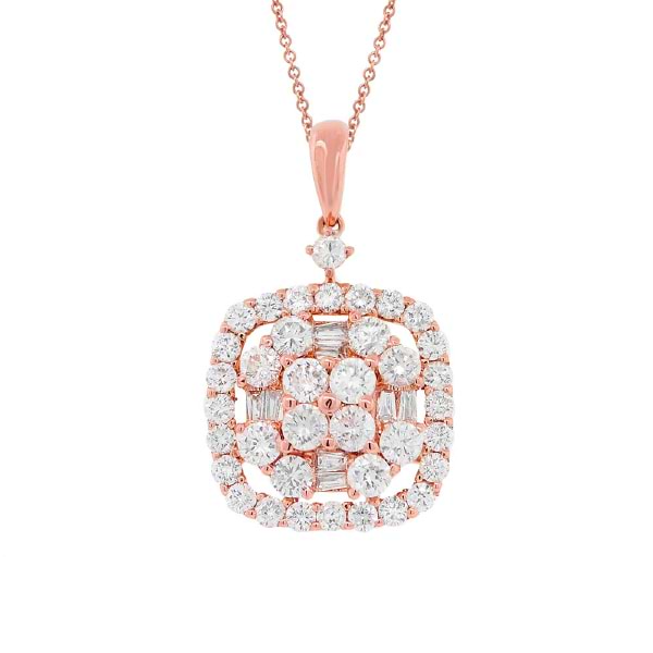 1.33ct 18k Rose Gold Diamond Pendant Necklace