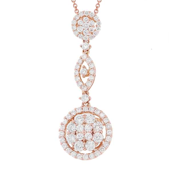 1.35ct 18k Rose Gold Diamond Pendant Necklace