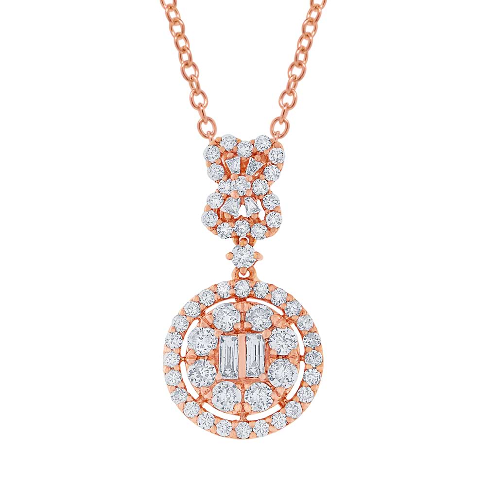 1.24ct 18k Rose Gold Diamond Pendant Necklace