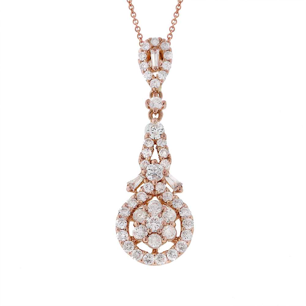 0.99ct 18k Rose Gold Diamond Pendant Necklace