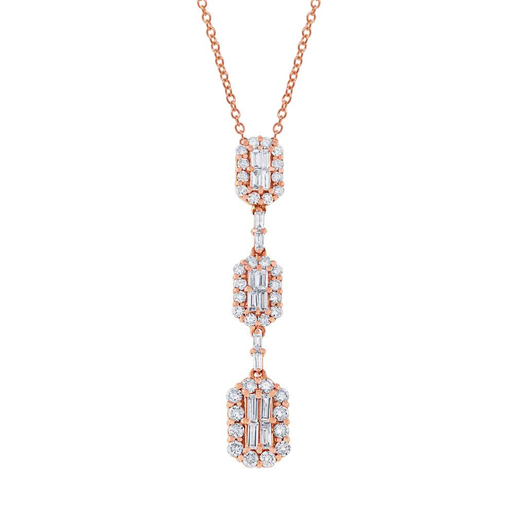 1.23ct 18k Rose Gold Diamond Pendant Necklace