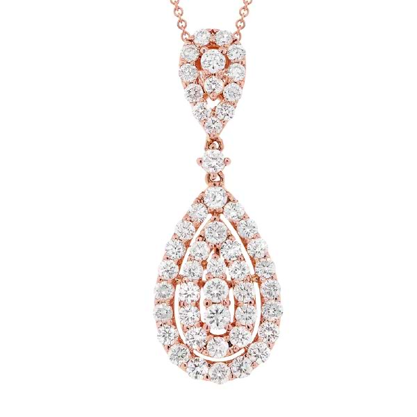 1.14ct 18k Rose Gold Diamond Pendant Necklace