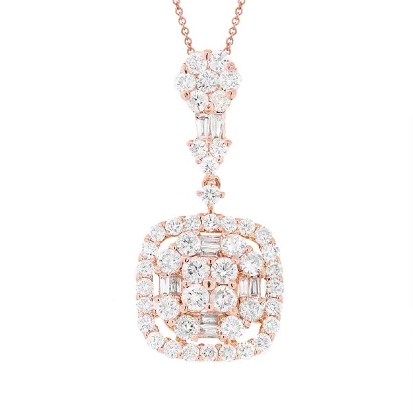 1.77ct 18k Rose Gold Diamond Pendant Necklace