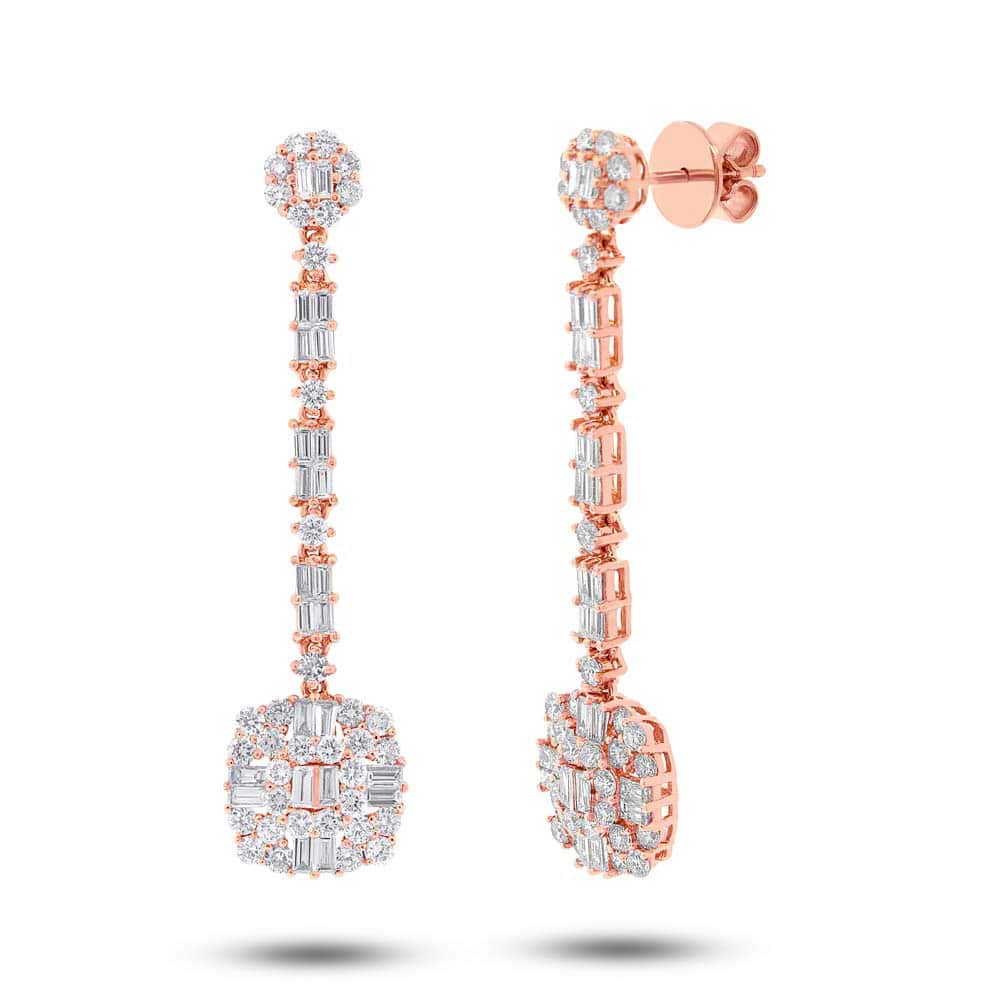 3.23ct 18k Rose Gold Diamond Earrings