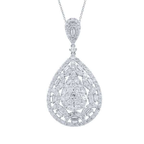 3.34ct 18k White Gold Diamond Pendant Necklace