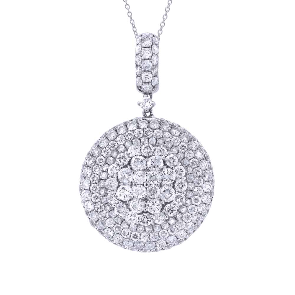5.04ct 18k White Gold Diamond Pave Pendant Necklace