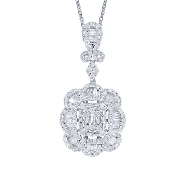 2.65ct 18k White Gold Diamond Pendant Necklace