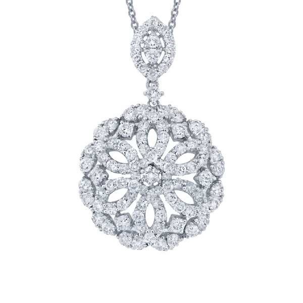 1.91ct 18k White Gold Diamond Pendant Necklace