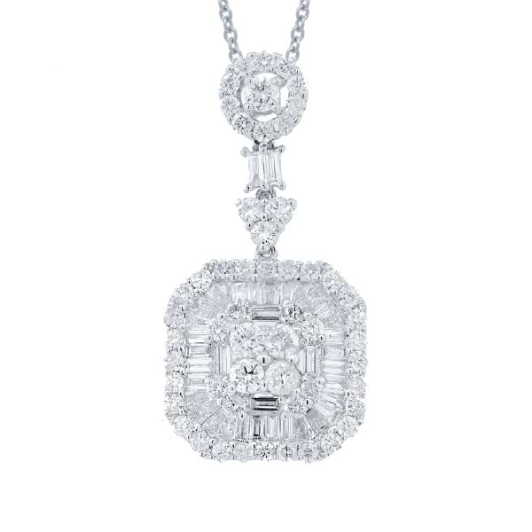 2.16ct 18k White Gold Diamond Pendant Necklace