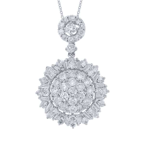 2.10ct 18k White Gold Diamond Pendant Necklace