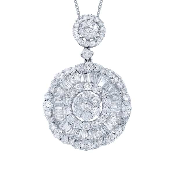 2.47ct 18k White Gold Diamond Pendant Necklace
