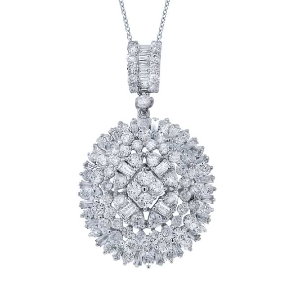 3.02ct 18k White Gold Diamond Pendant Necklace