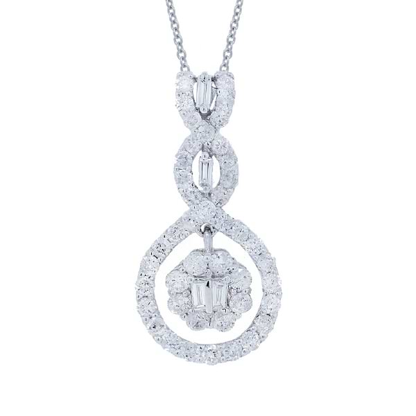 0.91ct 18k White Gold Diamond Pendant Necklace