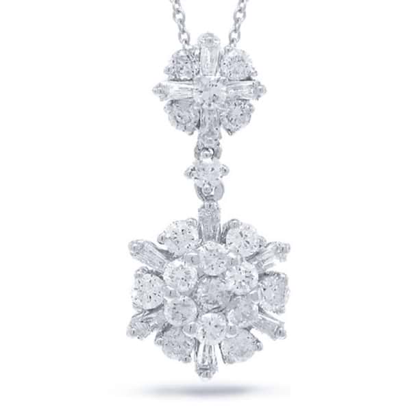 0.88ct 18k White Gold Diamond Pendant Necklace