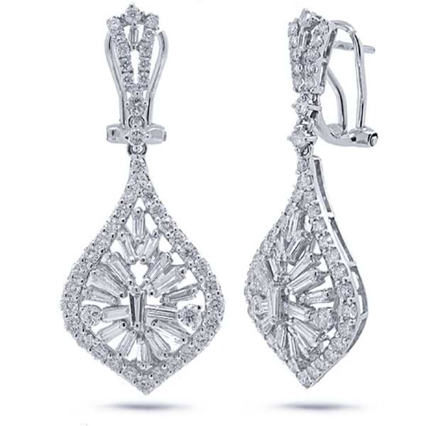 2.96ct 18k White Gold Diamond Earrings