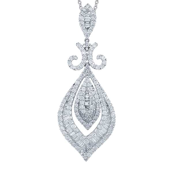 3.00ct 18k White Gold Diamond Pendant Necklace