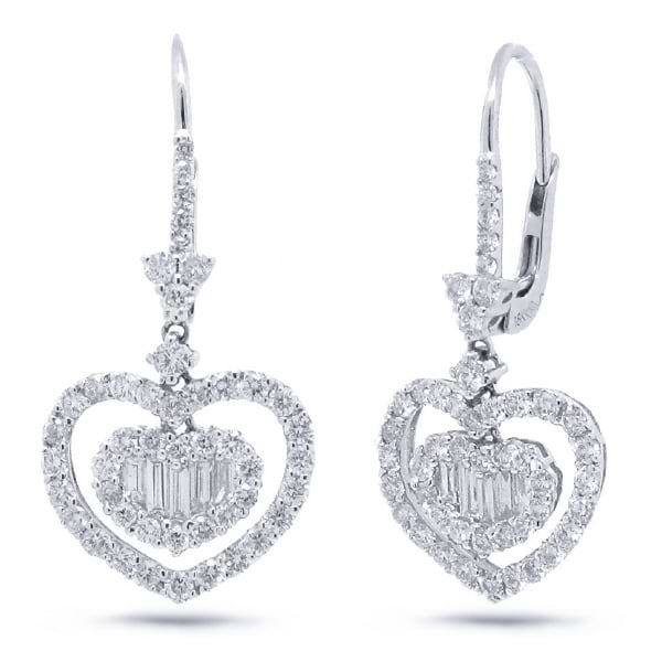 1.76ct 18k White Gold Diamond Heart Earrings