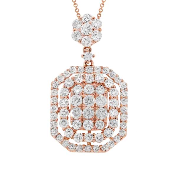 1.94ct 18k Rose Gold Diamond Pendant Necklace