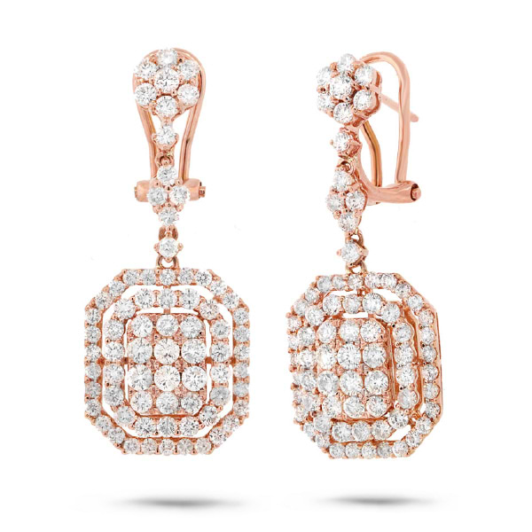 3.32ct 18k Rose Gold Diamond Earrings