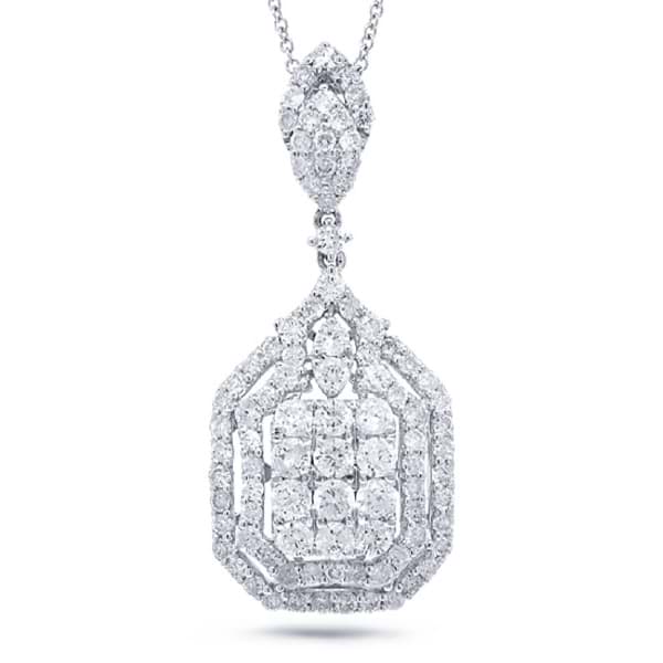 2.11ct 18k White Gold Diamond Pendant Necklace