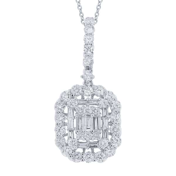 1.57ct 18k White Gold Diamond Pendant Necklace