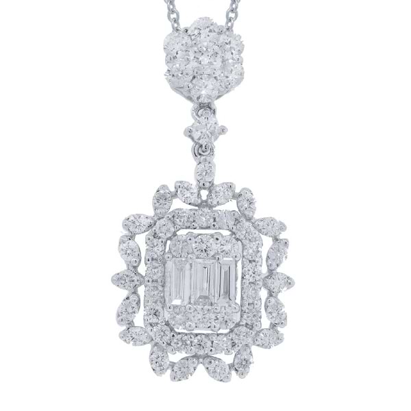 0.95ct 18k White Gold Diamond Pendant Necklace