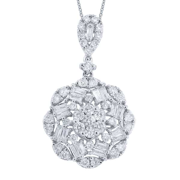 1.05ct 18k White Gold Diamond Pendant Necklace