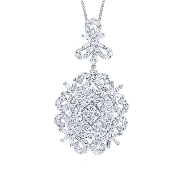 2.84ct 18k White Gold Diamond Pendant Necklace